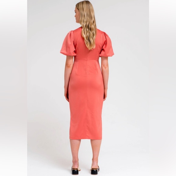 Another Girl coral drawstring cutout midi dress - Picture 3 of 5